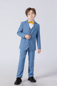Load image into Gallery viewer, Light Blue Plaid Elegant Formal 5 Piece Boys Suits