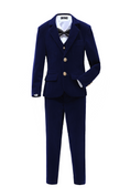 Load image into Gallery viewer, Navy Velvet 3 Piece Boy's Formal Boys Suits With Jacket Vest Pants