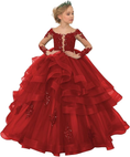 Load image into Gallery viewer, Long Sleeve Flower Girl Dresses Lace Applique Princess Ruffles Tulle Party Gown