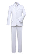 Load image into Gallery viewer, White 3 Piece Kids Boys' Formal Blazer Vest and Pants Dress Suits Set