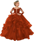 Load image into Gallery viewer, Long Sleeve Flower Girl Dresses Lace Applique Princess Ruffles Tulle Party Gown