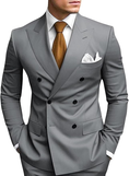 Charger l'image dans la visionneuse de la galerie, Double Breasted Peak Lapel 2 Piece Mens Slim Fit Suit