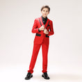 Cargar la imagen en la vista de la galería, Red Classic Suits Set 5 Piece Boys Suits