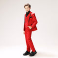 Cargar la imagen en la vista de la galería, Red Classic Suits Set 5 Piece Boys Suits