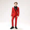 Cargar la imagen en la vista de la galería, Red Toddler Tuxedo 5 Pieces Wedding Outfit