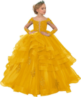 Load image into Gallery viewer, Long Sleeve Flower Girl Dresses Lace Applique Princess Ruffles Tulle Party Gown