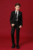 Charger l'image dans la visionneuse de la galerie, Black Formal Tuxedo 5 Piece Boys Suits