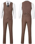 Load image into Gallery viewer, Retro Tweed Herringbone Long Blazer 3 Pieces Mens Suits 3690