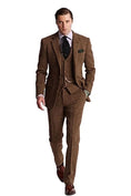 Load image into Gallery viewer, Retro Slim Fit Herringbone Groom Tuxedos 3 Piece Men's Suits