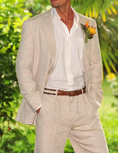 Charger l'image dans la visionneuse de la galerie, Summer Casual Beach Wedding 2 Piece Linen Men Suits
