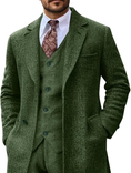 Load image into Gallery viewer, Retro Tweed Herringbone Long Blazer 3 Pieces Mens Suits 3690