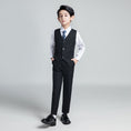 Cargar la imagen en la vista de la galería, Black Plaid Elegant 5 Piece Boys Suits