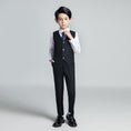 Cargar la imagen en la vista de la galería, Black Plaid Elegant 5 Piece Boys Suits