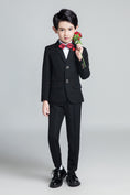 Cargar la imagen en la vista de la galería, Black Plaid Elegant 5 Piece Boys Suits