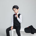Cargar la imagen en la vista de la galería, Black Plaid Elegant 5 Piece Boys Suits