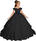 Load image into Gallery viewer, Flower Girl Dress for Wedding Off Shoulder Appliques Tulle Pageant Dress