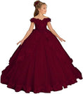 Load image into Gallery viewer, Flower Girl Dress for Wedding Off Shoulder Appliques Tulle Pageant Dress