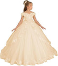 Load image into Gallery viewer, Flower Girl Dress for Wedding Off Shoulder Appliques Tulle Pageant Dress