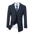 Gallery viewerに画像を読み込む, Navy Plaid Men's 3 Piece Slim Fit Suit Set Double Breasted Blazer Vest Pants for Party, Wedding and Business