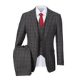 Load image into Gallery viewer, Grey Plaid Men's 3 Piece Set for Party, Wedding and Business
