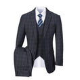 Load image into Gallery viewer, Dark Grey Plaid Men's 3 Piece Set for Party, Wedding and Business