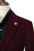 Load image into Gallery viewer, Unique Red Peak Lapel Corduroy Suit 2 Pieces Men's Suits Jacket+Pants 2801