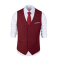 Cargar la imagen en la vista de la galería, Burgundy Men's Suits 2 Pieces Vest+Pants Set V-Neck Slim Fit Casual Waistcoat Suit