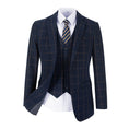Cargar la imagen en la vista de la galería, Blue Men's 3 Piece Set for Party, Wedding and Business ( Orange Plaid )