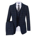 Cargar la imagen en la vista de la galería, Blue Men's 3 Piece Set for Party, Wedding and Business ( Orange Plaid )