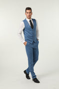 Cargar la imagen en la vista de la galería, New Arrival Blue Unique Patterned Party Banquet 3 Piece Men Suits