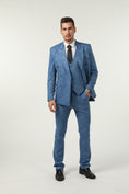 Cargar la imagen en la vista de la galería, New Arrival Blue Unique Patterned Party Banquet 3 Piece Men Suits