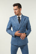 Cargar la imagen en la vista de la galería, New Arrival Blue Unique Patterned Party Banquet 3 Piece Men Suits