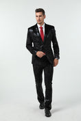 Load image into Gallery viewer, Black Navy Velvet 3 Piece Men's Formal Suits