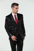 Load image into Gallery viewer, Black Navy Velvet 3 Piece Men's Formal Suits