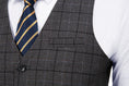 Load image into Gallery viewer, Grey Plaid Men's 3 Piece Set for Party, Wedding and Business