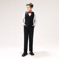 Charger l'image dans la visionneuse de la galerie, Black Woolen Elegant 5 Piece Boys Suits