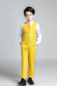 Load image into Gallery viewer, Yellow Classic 4 Piece Boy's Suits With Vest+Pants+Shirt+Tie