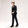 Charger l'image dans la visionneuse de la galerie, Black Woolen Elegant 5 Piece Boys Suits