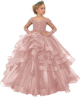 Load image into Gallery viewer, Long Sleeve Flower Girl Dresses Lace Applique Princess Ruffles Tulle Party Gown