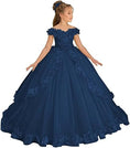 Load image into Gallery viewer, Flower Girl Dress for Wedding Off Shoulder Appliques Tulle Pageant Dress
