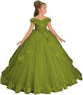 Load image into Gallery viewer, Flower Girl Dress for Wedding Off Shoulder Appliques Tulle Pageant Dress