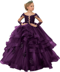 Load image into Gallery viewer, Long Sleeve Flower Girl Dresses Lace Applique Princess Ruffles Tulle Party Gown