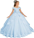 Load image into Gallery viewer, Flower Girl Dress for Wedding Off Shoulder Appliques Tulle Pageant Dress