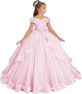 Load image into Gallery viewer, Flower Girl Dress for Wedding Off Shoulder Appliques Tulle Pageant Dress