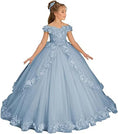 Load image into Gallery viewer, Flower Girl Dress for Wedding Off Shoulder Appliques Tulle Pageant Dress