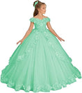 Load image into Gallery viewer, Flower Girl Dress for Wedding Off Shoulder Appliques Tulle Pageant Dress