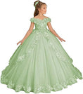 Load image into Gallery viewer, Flower Girl Dress for Wedding Off Shoulder Appliques Tulle Pageant Dress