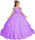Load image into Gallery viewer, Flower Girl Dress for Wedding Off Shoulder Appliques Tulle Pageant Dress
