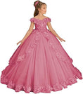Load image into Gallery viewer, Flower Girl Dress for Wedding Off Shoulder Appliques Tulle Pageant Dress