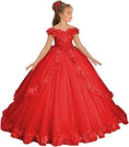 Load image into Gallery viewer, Flower Girl Dress for Wedding Off Shoulder Appliques Tulle Pageant Dress